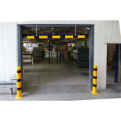 Barrier | aluminium profile | white coated / | red reflecting | yellow / black | one-sided pasted | cross tube length: 6000 mm